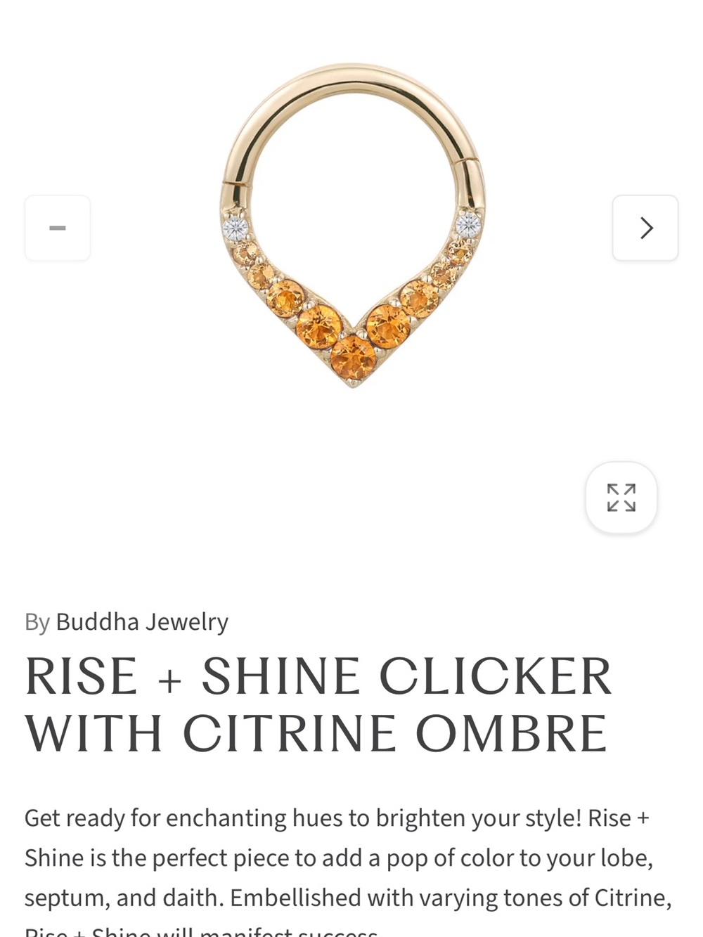 Buddha Jewelry Gold Citrine Ombre V-Point Clicker Ring